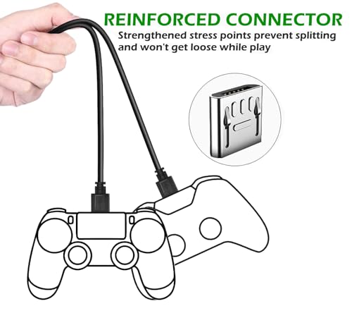 2 Pack 10ft Charging Cable Compatible with PS4 Controller, Play and Charger Cable Data Sync Cord Compatible with PlayStation 4 PS4 Controllers and Xbox One Controllers