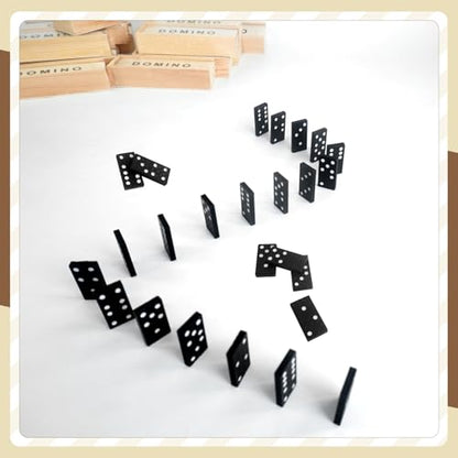 75 Pack Mini Dominos Set for Adults Bulk Double 6 Dominoes Wooden Miniature Classic Board Games Party Favor Travel Family Games Educational Toys with Wood Case Operation Christmas Item Gifts