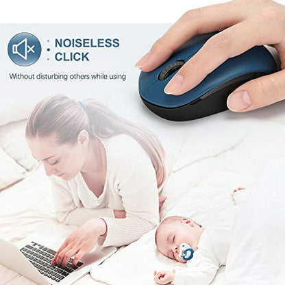seenda Wireless Mouse, 2.4G Noiseless Mouse with USB Receiver Portable Computer Mice for PC, Tablet, Laptop, Notebook - Blue & Black - color: Blue and Black