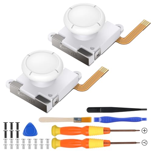 BRONAL TMR Hall Effect Joystick Replacement for Switch JoyCon[2 Pack]-White | Precision TMR Technology, Anti-Drift Performance, Low Power Design, for Switch/OLED/Lite JoyCon, 32-in-1 Repair Kit - color: White 1 pair