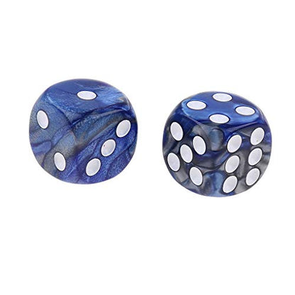 10PCS Polyhedral Dice D6 Dice 16mm Acrylic Dice Game Dice for RPG MTG DND Table Games (Blue Silver) - color: Blue Silver