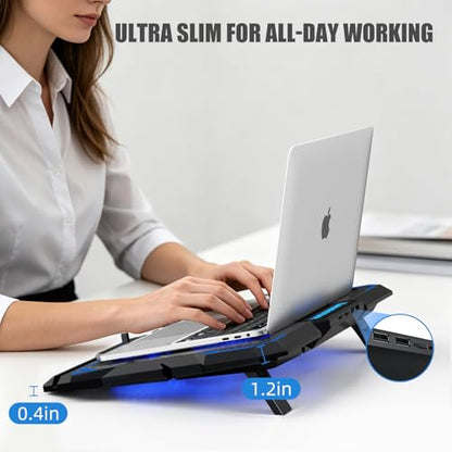 Laptop Cooling Pad, Laptop Cooler with 6 Quiet Led Fans for 15.6-17 Inch Laptop Cooling Fan Stand, Portable Ultra Slim USB Powered Gaming Laptop Cooling Pad, Switch Control Fan Speed Function - color: Blue