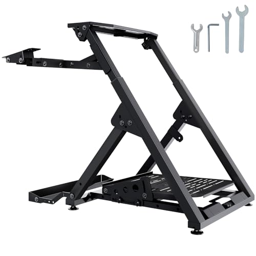 VEVOR Foldable Racing Steering Wheel Stand, Height Adjustable Universal Base Compatible with Mainstream Brands Racing Wheel and Pedal, Movable Wheels Heavy-duty Frame Standard GT/Formula Seating