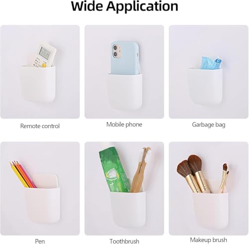Tecbeauty 8 Pcs Remote Control Holder Self Adhesive Wall mounted Storage Box Phone Charging Pen Holder Organizer for Home Office School - style: 8pcs small remote control holder