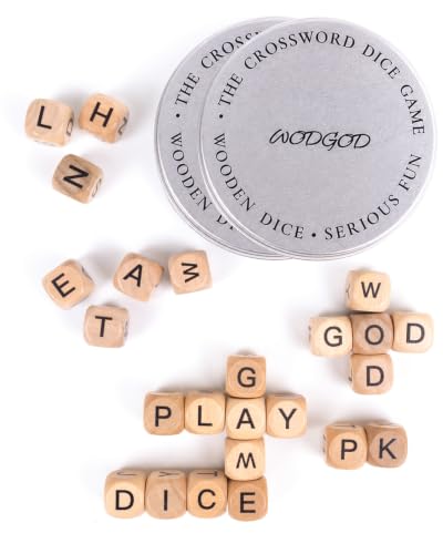 2 Set – The Crossword Dice Game Set, Wooden Letter Dice –Dice Game,Word Dice,Travel Game, Fun Multiplayer Word Game for Travel, Camping, and Family Night, with Portable Storage Boxes