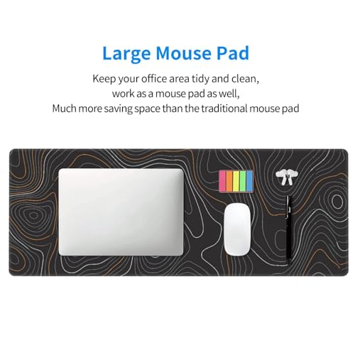 Topographic Map Gaming Mouse Pad, Large Extended Desk Mat (31.5 x 11.8 in), Non-Slip Rubber Base Stitched Edges Mousepad for Work Office Gaming - color: 5