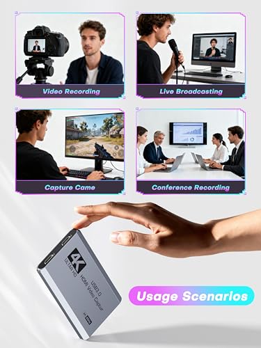 XIIXMASK Video Capture Card, USB 3.0 Capture Card 4K HDMI Loop-Out, 4K 60FPS/1080P 240FPS Video Game Capture for Works for PS5/Camera/PC/Streaming - color: Grey