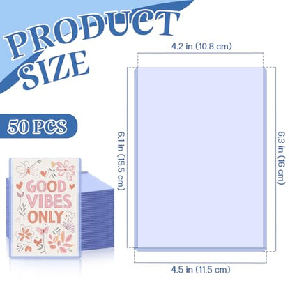 Vmiapxo 50 Pack 4" x 6" Hard Plastic Card Sleeves, Clear Rigid Protectors | Waterproof, Thick Card Holders, Double-sided Display, for Trading Sports Game Cards, Recipe Cards, Photos, Art Prints - size: 4" x 6"