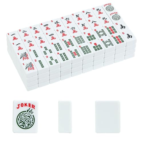 1.2" American Mahjong Tiles, 166 Tiles with White Color (Tiles Only, No Dice and Other Accessories) - color: White