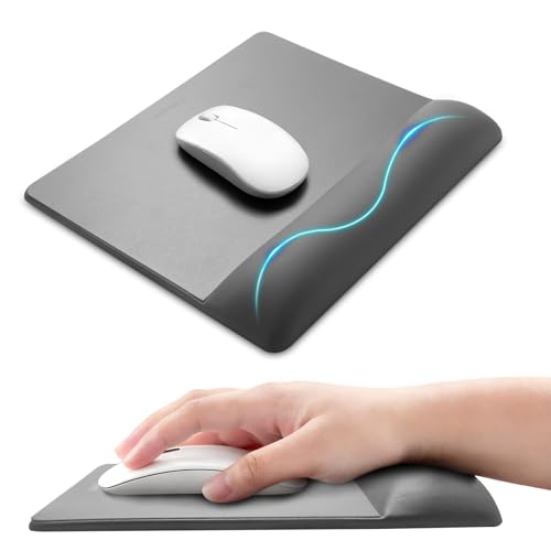 Wide Size Mouse Pad with Wrist Rest,Premium PU Material,Low-Rebound Cushion,Ergonomic Design,Comfortable Wide-Size Operation,Smooth Mouse Control with Hard Plate,Reduces Fatigue(Gray) - color: Wide_gray, style: Wide Mouse Pad