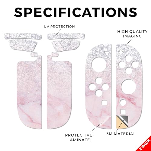 Glossy Glitter Gaming Skin Compatible with Nintendo Switch 2 Joy-Con Controller 2 Pack - Girly Marble Dazzle - Premium 3M Vinyl Protective Wrap Decal Cover - Easy to Apply MightySkins - color: Girly Marble Dazzle, size: 2 Pack of Joy-Con Skins, style: Glo