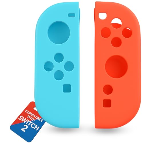 MatoSan® Silicone Grip Covers – 2-Piece Protective Skin Set Compatible with Switch 2 Controllers – Anti-Slip Case for Better Control – Gaming Accessories for Handheld Controllers (Blue Red) - color: Blue Red