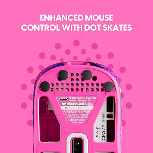 Pulsar Gaming Gears X2 Crazylight Wireless Gaming Mouse, Ultra Lightweight 1.27 oz (36g), Optical Switch, 32000 DPI, 750 IPS, XS-1 Sensor, 8k Compatible (Mini, Purple, Paper Rex Edition) - color: PRX Edition, size: Mini, style: X2 CrazyLight