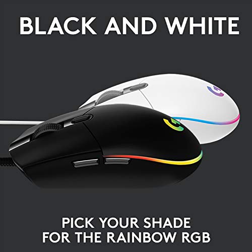 Logitech G G102 2nd Gen Light Sync Gaming Mouse, Wired, 8000 DPI, 6 Programmable Buttons, RGB, Black - color: Black