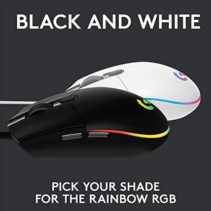 Logitech G G102 2nd Gen Light Sync Gaming Mouse, Wired, 8000 DPI, 6 Programmable Buttons, RGB, Black - color: Black