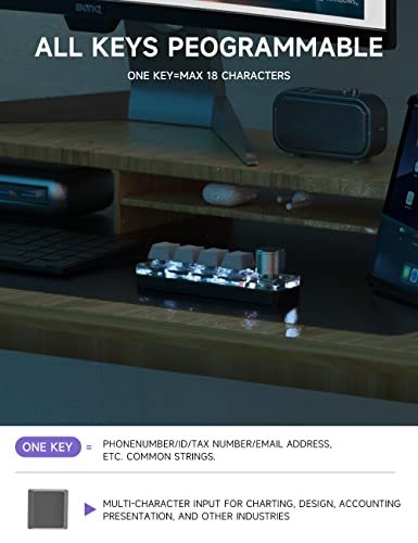 One-Handed Macro Mechanical Keyboard, 4 Keys Gaming Keyboard Fully Programmable for Knobs and Keys, OSU Keypad Hotswap Keypad with RGB for Game Editing PS - color: 4Key 2.4G