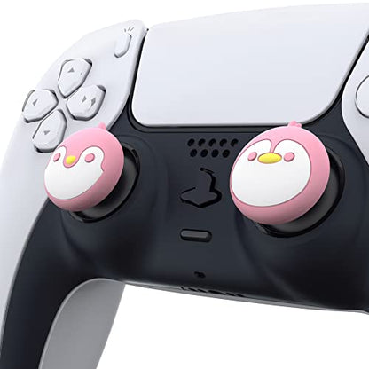 PlayVital Thumb Grip Caps for Xbox Series S/X, Xbox One, Elite Series 2 Controller, Cute Joystick Caps for ps5/EDGE/ps4, Thumbstick Cover for Switch 2 Pro/Switch Pro Controller - Penguin, Pale Red - color: Penguin Pale Red