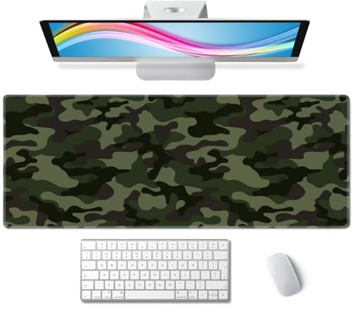 Camouflage Desk Mat Green Mouse Pad Large Gaming Mousepad XL 31.5''X 11.8'' Deskpad Cute Desk Accessories - color: Green Camouflage