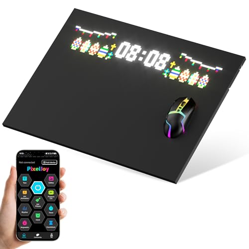 RGB Gaming Mouse Pad – LED Pixel Display with Custom Animations, Tempered Glass, Anti-Slip Base, App Control for Keyboard & Mouse, Multiple Sizes, L 23.5 x 17.8 in,Black - color: Black, size: 23.46"×17.76"