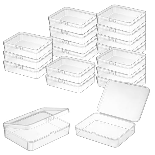 VZZNN 16 Pack Clear Plastic Storage Organizer Boxes with Lids, 4.33 x 3.14 x 1.10 in Durable Organizer for Beads, Jewelry, Crayons, Small Parts, Fishing Tackle, Crafts, Classroom & Bulk Storage
