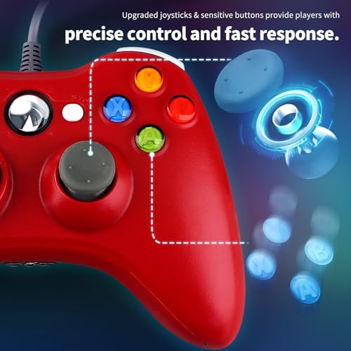 OSTENT Wired USB Controller Gamepad Joystick for Microsoft Xbox 360 Console Windows PC Laptop Computer Video Game Color Red - color: Red