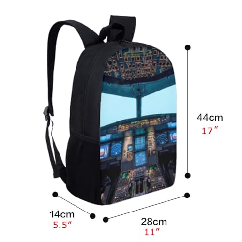 Back Pack School Bag Bookbag for 6+ Years Old Kids Boys Girls 17 Inch Black Lightweight Daypack Airplane Pattern - color: Plane Backpack 2