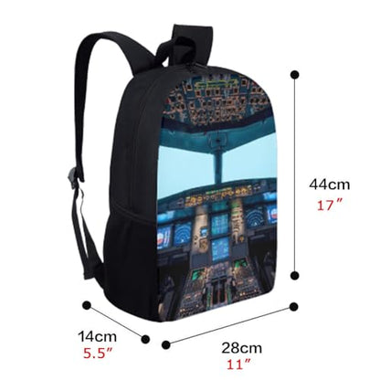 Back Pack School Bag Bookbag for 6+ Years Old Kids Boys Girls 17 Inch Black Lightweight Daypack Airplane Pattern - color: Plane Backpack 2