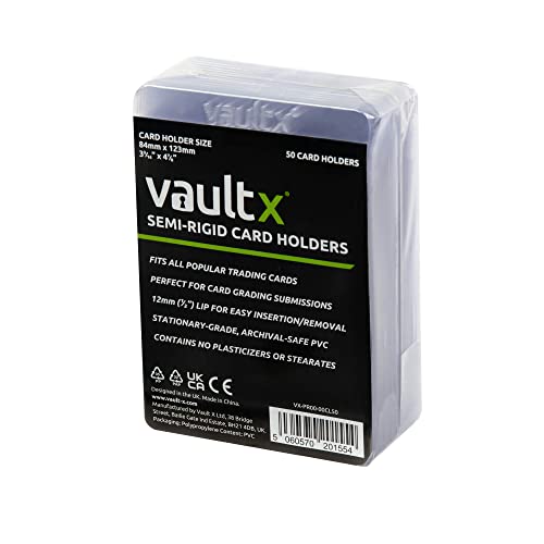 Vault X Semi-Rigid Trading Card Holders (50 Pack), Hard Sleeves for Trading Card Grading Submissions, Card Protectors - size: 50 Pack