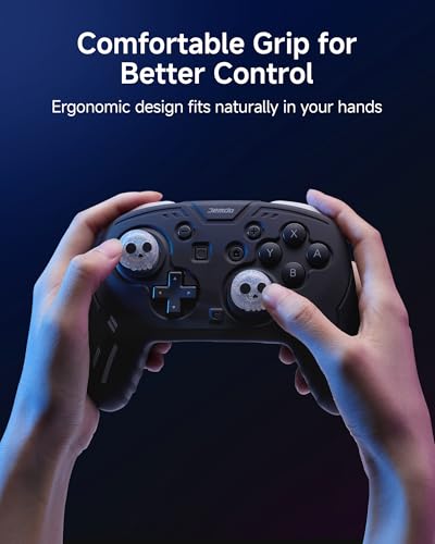 JEMDO Silicone Protective Cover for Switch 2 Pro Controller, Soft Anti-Slip Grip Skin Case with 2 Skull Thumb Caps, Shockproof Durable Shell for Switch 2 Pro, Ergonomic Gaming Grip Cover-Black