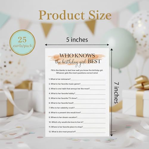 Birthday Party Games for Adults, 25 Card Interactive Group Game Set for Milestone Celebrations - A04 - color: Who Knows Her Best1
