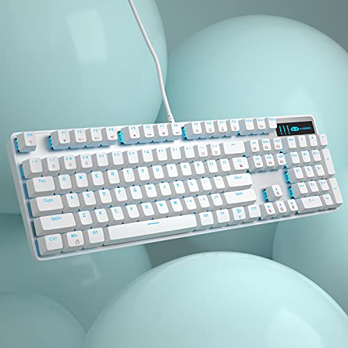 MageGee Mechanical Gaming Keyboard, Wired USB Adjustable Backlight Keyboard, New Mechanical Storm 100% Anti-ghosting Keyboards with Blue Switches for Windows PC/MAC Games (White) - color: White