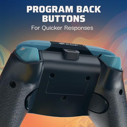 PDP Gaming REMATCH GLOW Enhanced Wired Controller: Licensed Xbox Series X|S Gamepad, Xbox One, Windows PC, Mappable Back Buttons, Audio Controls, Customizable Companion App: Blue Tide Glow in the Dark - color: Blue Tide (Glow in the Dark), style: Controll