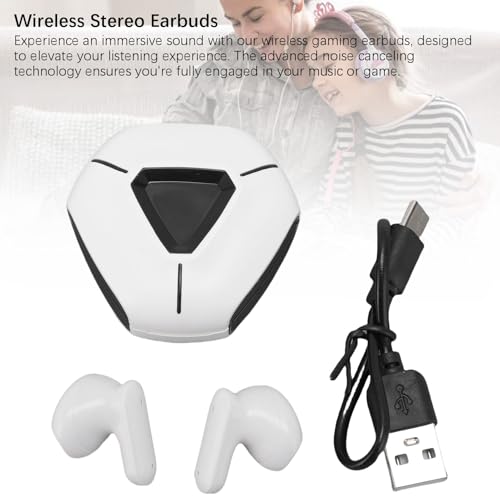 ASHATA Wireless Earbuds, 5.2 Gaming Headphones with Low Latency Noise Cancelling, Lightweight Ergonomic Design for Android iOS