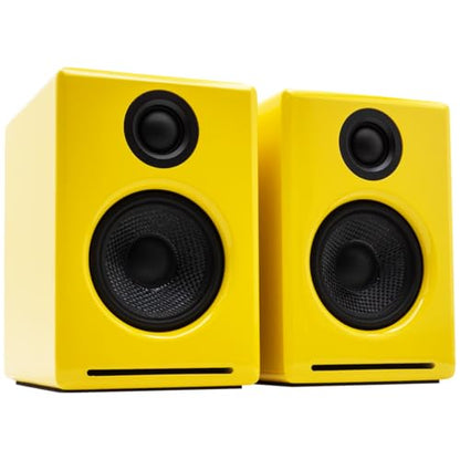 Audioengine A2+ Desktop 24 Bit Limited Edition Wireless Bluetooth Desktop Speakers - 60W Computer Speakers for Music and Gaming Accessories, (Limoncello Yellow) | with 24-Bit DAC for PC, Mac, Gaming and Music - Yellow - color: Limoncello Yellow, style: De
