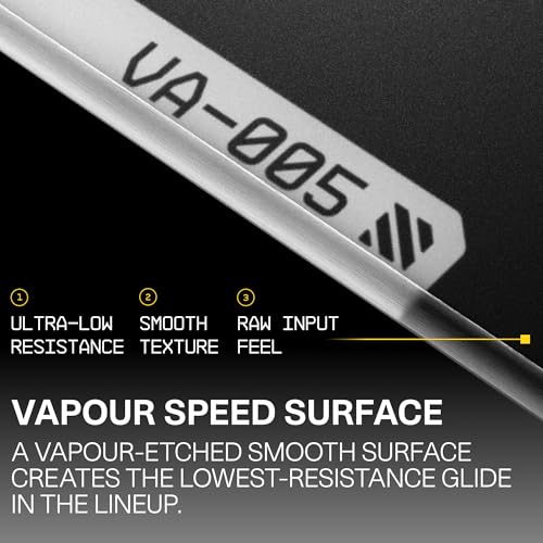 Wallhack VA-005 Glass Gaming Mouse Pad – Speed Surface, Large Mousepad for Esports, Smooth Low-Friction Glide, Tempered Glass, Ergonomic Low Profile, Durable & Portable with Carry Case | Vapour Black | Speed Surface, Esports Mousepad With Smooth Low-Frict