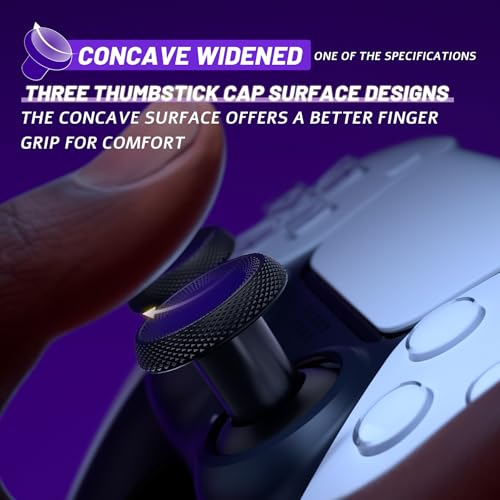 eXtremeRate ThumbsGear V3 Interchangeable Ergonomic Thumbsticks for PS5 Controller, Replacement Analog Thumb Sticks for PS4 Controller - 4 Height Adjustable Convex & Concave Grip Joysticks - Black - color: Black