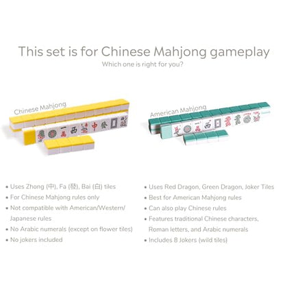 Yellow Mountain Imports Chinese Mahjong Set – Rouge Prestige – 146 Medium Tiles, Professional Set for Chinese-Style Play [中式麻將 專業套裝] - color: Yellow