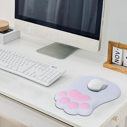 L-SPOUTTO Ergonomic Mouse Pad with Wrist Rest,Cute Mouse Pad Wrist Support | Cat Paw Comfortable Massage Design,Computer Pain Relief Mousepad with Non-Slip PU Base for Desk Laptop Gaming,Grey - color: Grey