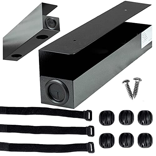 POCHAR Steel Under Desk Cable Management Tray for Office and Home | 16.5inch Wire & Cord Organizer, Power Strip Holder - Standing Desk Cable Tray Wire Management, Black - size: 16.5inch