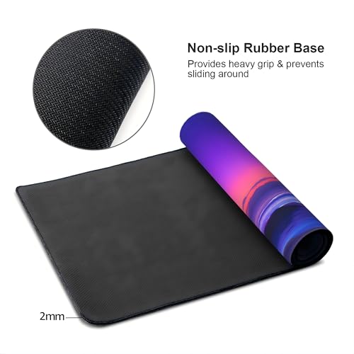 XXL Gaming Mouse Pad 35.4x15.7 inch, Sunset Beach Landscape Theme Desk Mat,Large Purple Starry Sky Ocean Sea Mousepad (Sunset sea) - color: Sunset sea