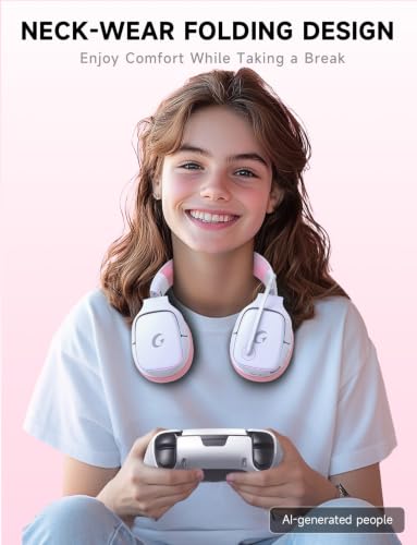 Gvyugke 2.4GHz Wireless Gaming Headsets for PS5, PS4, PC, Switch - Bluetooth 5.3 Gaming Headphones with Noise Canceling Mic, 7.1 Surround Sound, 70H Battery, RGB Lighting - Pink - color: Pink