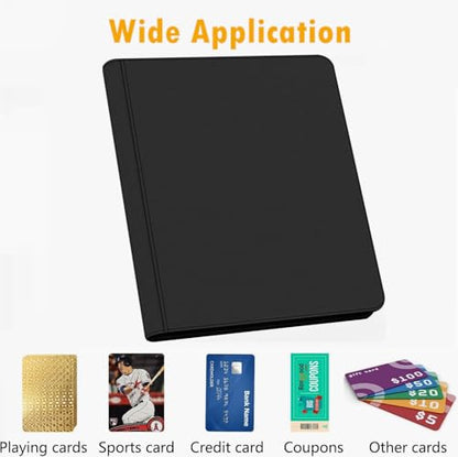 16 Pocket Card Binder, Ringless Zip Trading Card Binder, 1000+ Double Sided Pocket PU Collection Binder, Collector Album, Card Folder for MTG, TCG, Sports Cards - color: Black
