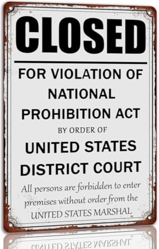 Closed For Violation National Prohibition Act Funny Man Cave Bar Vintage Metal Art Easter Day Tin Sign Man Cave Bar Game Room Wall Decor 8x12 inch - color: sign03