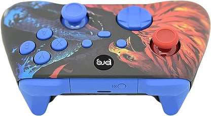 Hand Airbrushed Fade Custom Controller Compatible with Xbox Series X/S & Xbox One (Series X/S Bird V Snake W/Blue Inserts) - color: Series X/S Bird V Snake W/Inserts