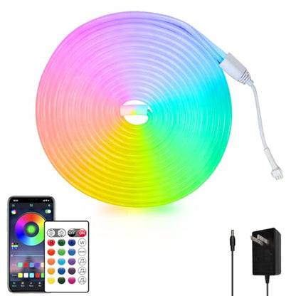 segrass 16.4FT Neon Rope Light,Flexible Led Rope Lights Control with App/Remote,Multiple Mode Rope Lights,IP65 Outdoor RGB Led Neon Lights Waterproof,Music Sync Gaming Led Neon Light Strip for Bedroom - size: 16.4FT