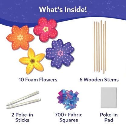 Skillmatics Poke-in Art – Flower Bouquet, Mess-Free Wood Craft Kit | Colorful Creative Play for Girls and Boys Ages 4, 5, 6, 7, 8, 9, Fine Motor Skills, Screen-Free Fun, Personalized DIY Gifts - style: 2. Flower Bouquet