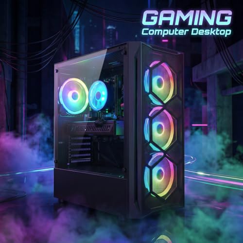 STGAubron Gaming PC Desktop,Core I7,RX 580 8G,16G RAM,512G SSD | Gaming Computer Tower for Streaming,Video Editing,Home,School,I7 up to 3.9GHz,ARGB Fan,WiFi 6,BT 5.0,4K DP,HDMI,Win11 Home