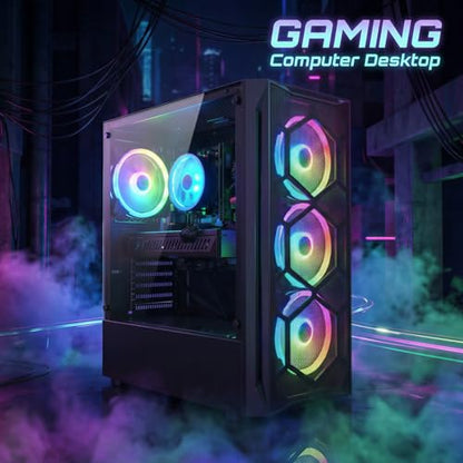STGAubron Gaming PC Desktop,Core I7,RX 580 8G,16G RAM,512G SSD | Gaming Computer Tower for Streaming,Video Editing,Home,School,I7 up to 3.9GHz,ARGB Fan,WiFi 6,BT 5.0,4K DP,HDMI,Win11 Home