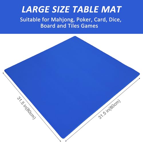 Large Mahjong Mat with Black Carrying Bag (Blue,31.5 inches), Anti Slip and Noise Reduction Table Cover for Mahjong, Poker, Card Games, Dominoes, Board Games, Slip Resistant Mat - color: Blue