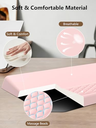 2-in-1 Ergonomic Keyboard Stand with Wrist Rest, Comfy Keyboard Riser Holder with Massage Design, Pink - color: Light Pink